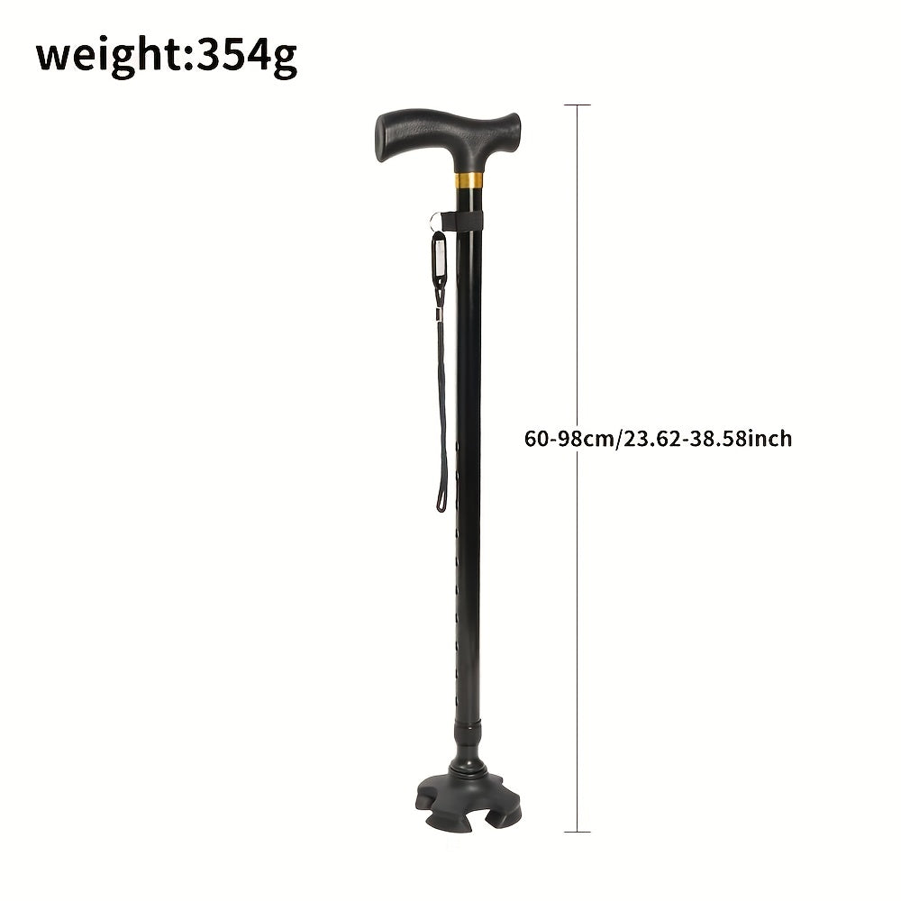Single quad cane with size markings 60-98 cm (23.62-38.58 in) and 354 g weight
