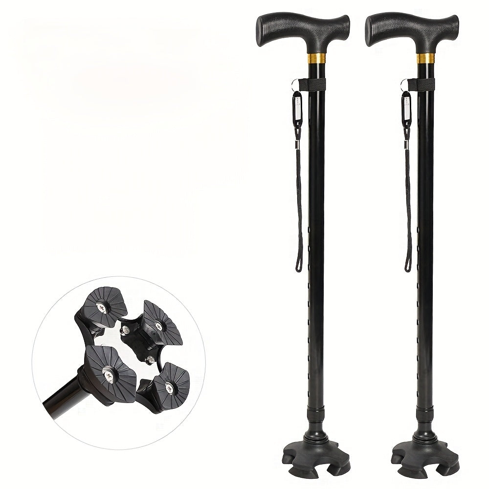 Black quad cane 2-pack, height adjustable walking cane pair